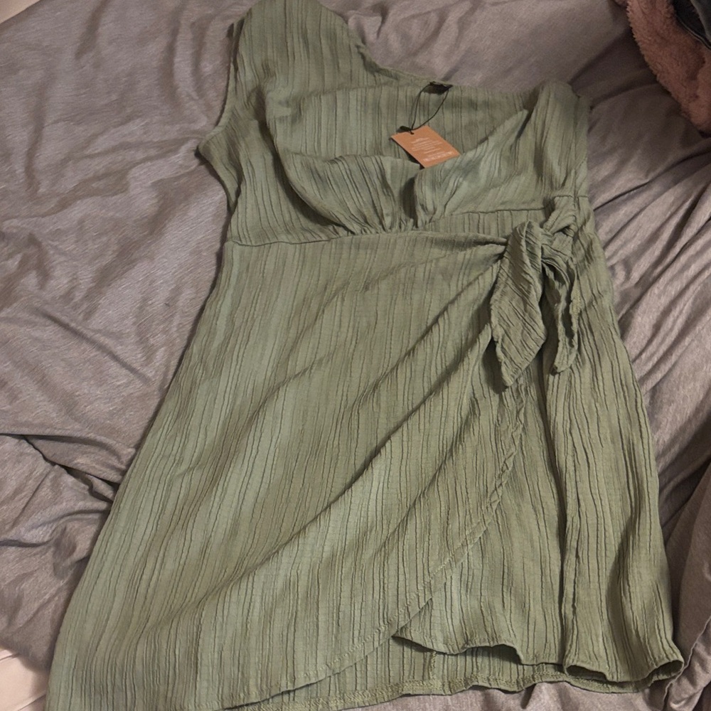 SHEIN Asymmetrical Sage Dress